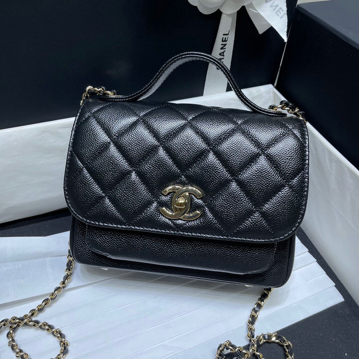 Chanel Grained Calfskin Flap Bag Black AS29912