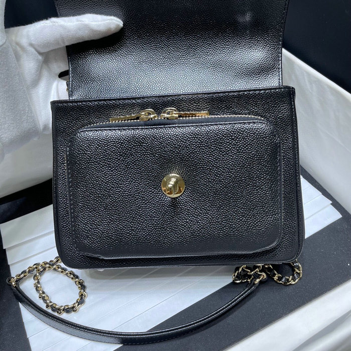 Chanel Grained Calfskin Flap Bag Black AS29912