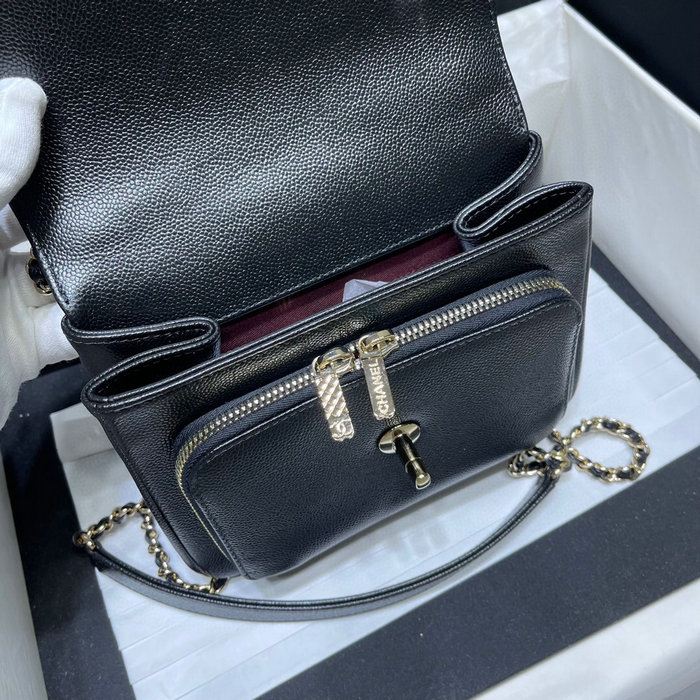 Chanel Grained Calfskin Flap Bag Black AS29912