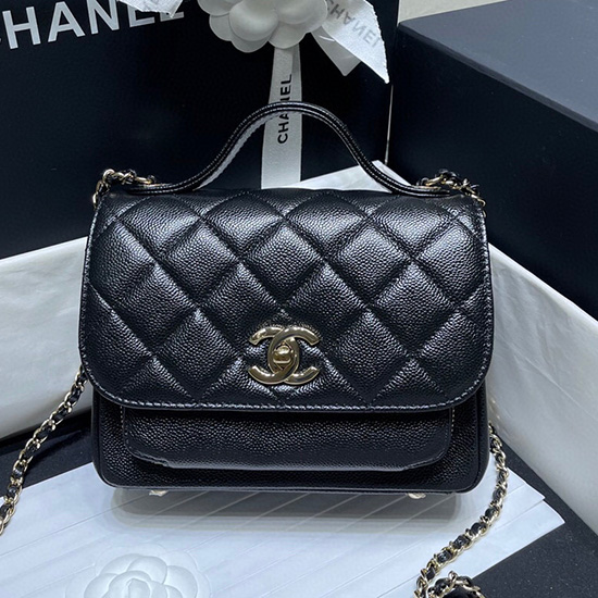 Chanel Grained Calfskin Flap Bag Black AS29912