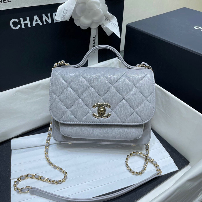 Chanel Grained Calfskin Flap Bag Grey AS29912