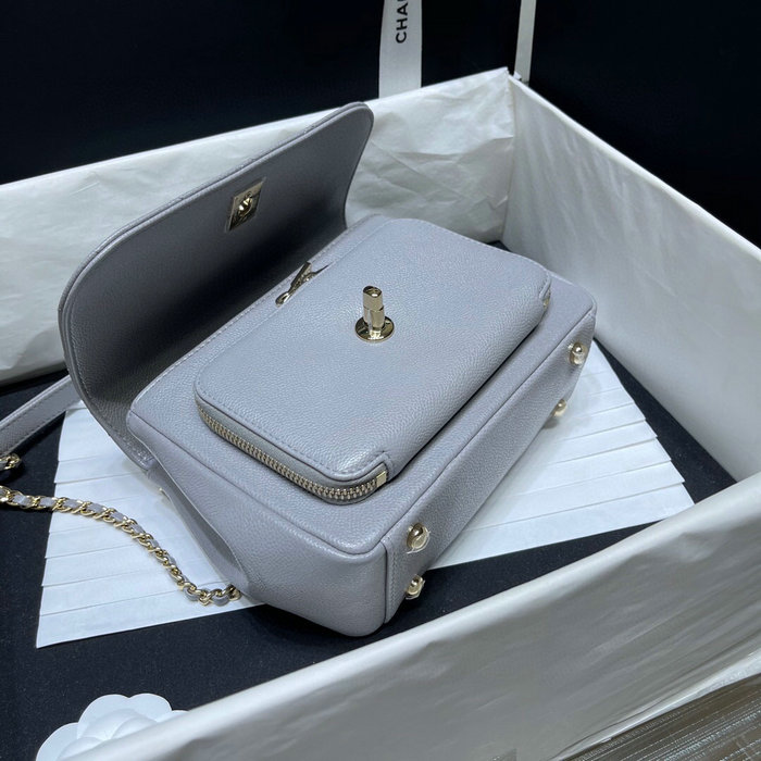 Chanel Grained Calfskin Flap Bag Grey AS29912