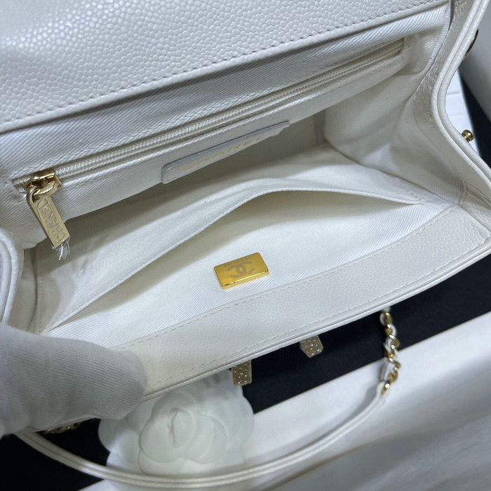 Chanel Grained Calfskin Flap Bag White AS29912