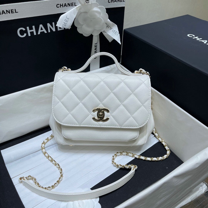 Chanel Grained Calfskin Flap Bag White AS29912