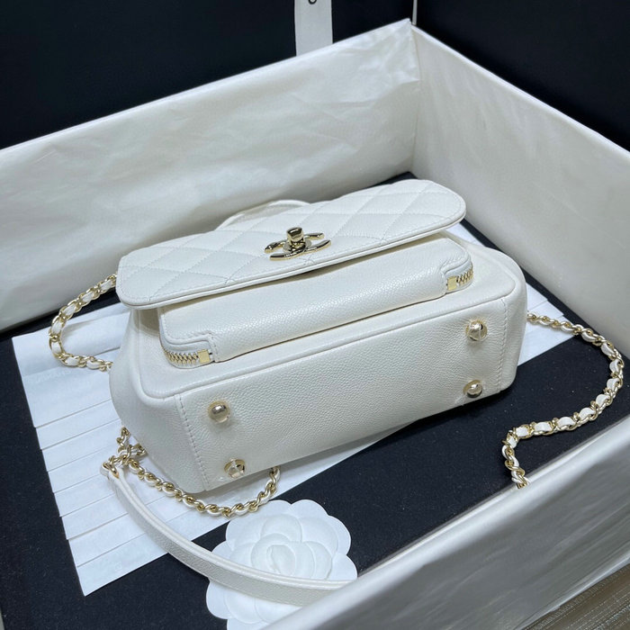 Chanel Grained Calfskin Flap Bag White AS29912