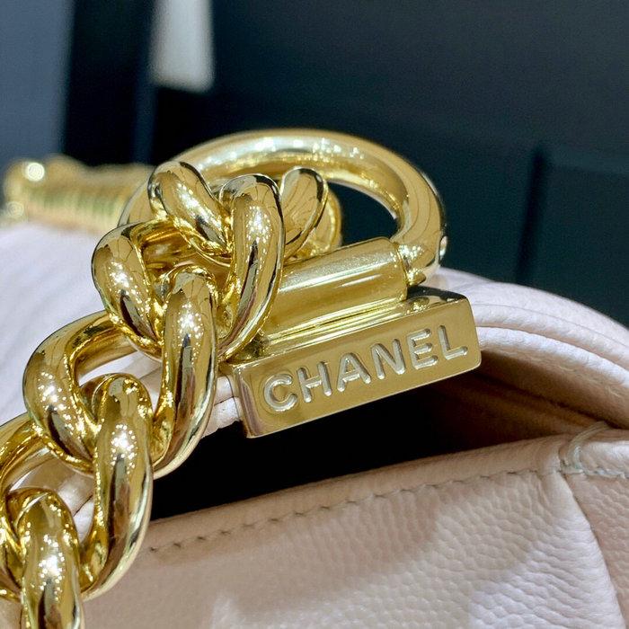 Chanel Grained Calfskin Medium Boy Handbag Beige A67086