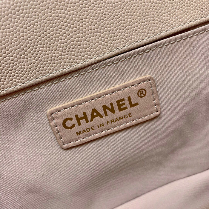 Chanel Grained Calfskin Medium Boy Handbag Beige A67086