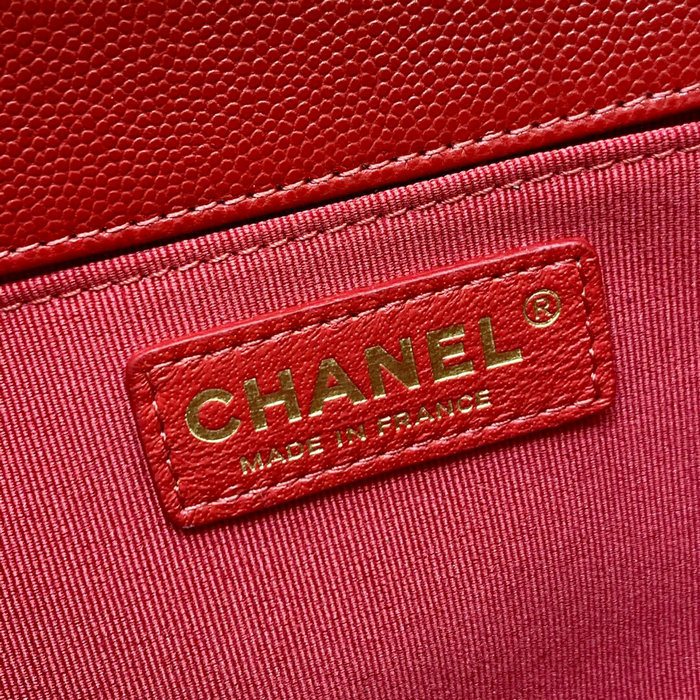 Chanel Grained Calfskin Medium Boy Handbag Red A67086