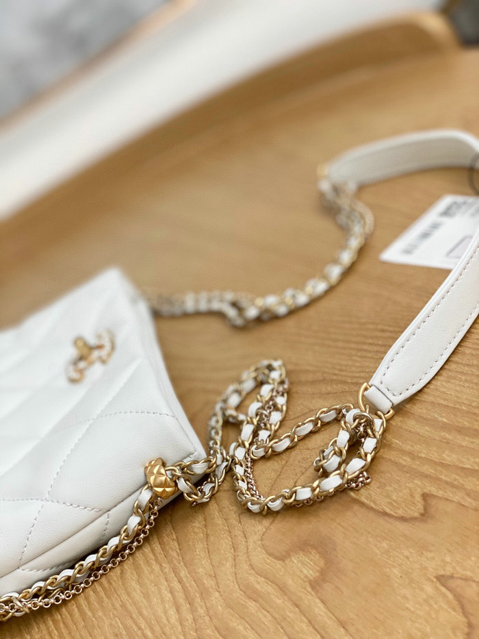 Chanel Lambskin Shoulder Bag White AS2564