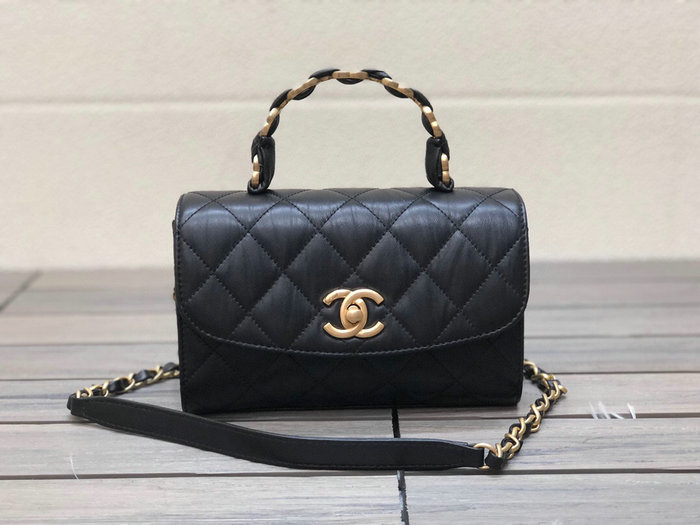 Chanel Mini Flap Bag With Top Handle Black AS2477