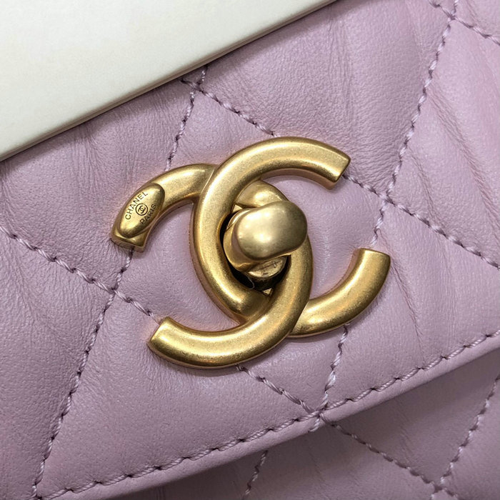 Chanel Mini Flap Bag With Top Handle Pink AS2477