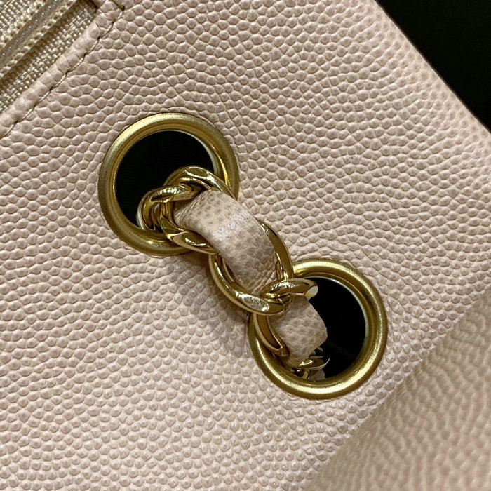 Classic Chanel Grained Calfskin Handbag Beige A01112