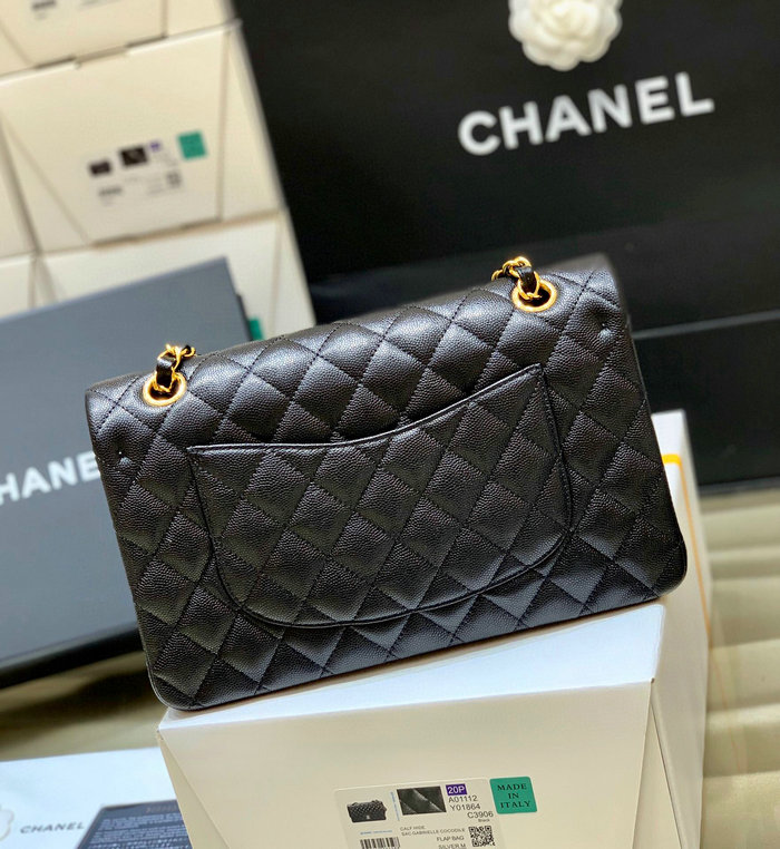 Classic Chanel Grained Calfskin Handbag Black A01112