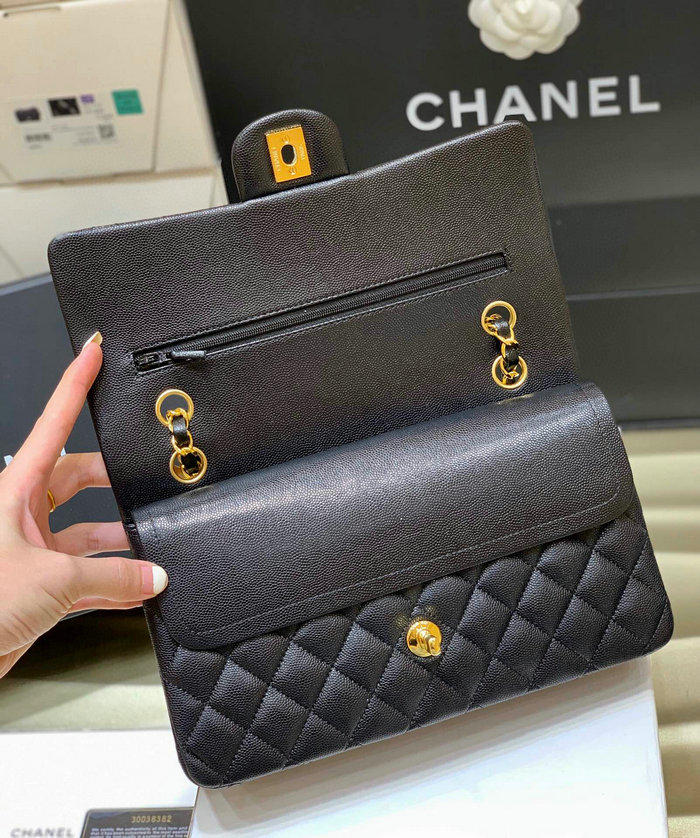 Classic Chanel Grained Calfskin Handbag Black A01112