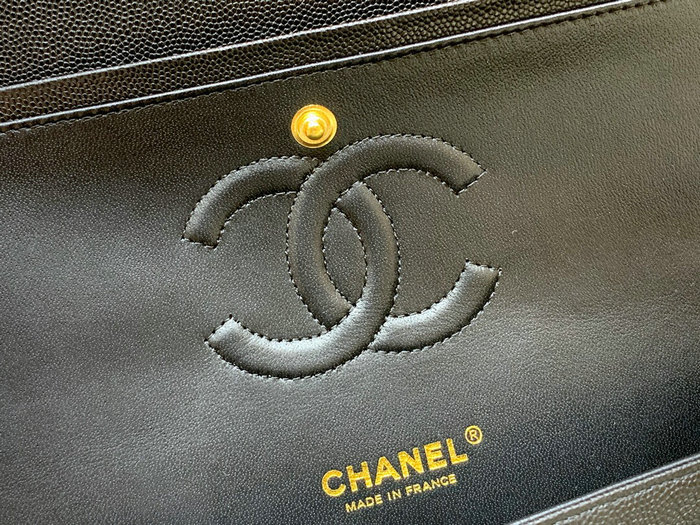 Classic Chanel Grained Calfskin Handbag Black A01112