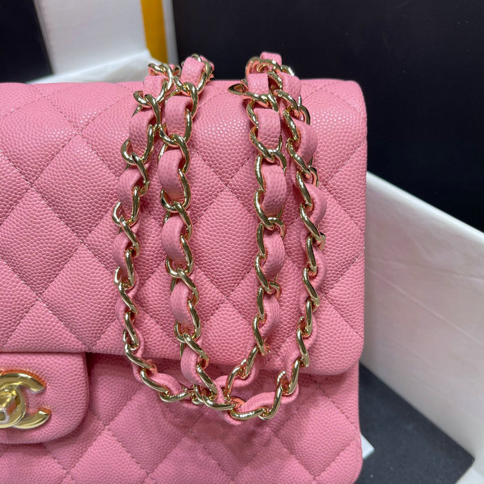 Classic Chanel Grained Calfskin Handbag Pink A01112