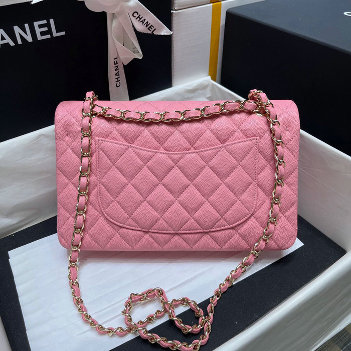 Classic Chanel Grained Calfskin Handbag Pink A01112