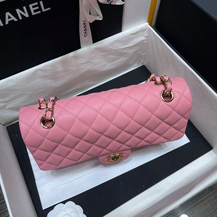 Classic Chanel Grained Calfskin Handbag Pink A01112