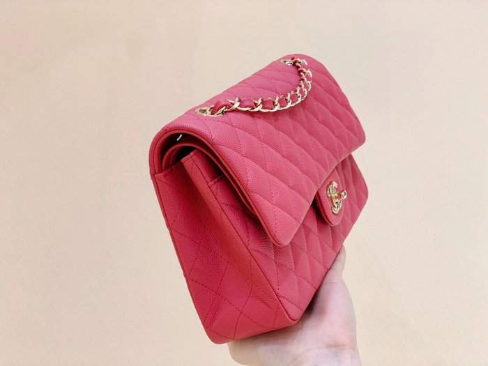 Classic Chanel Grained Calfskin Handbag Rose A01112