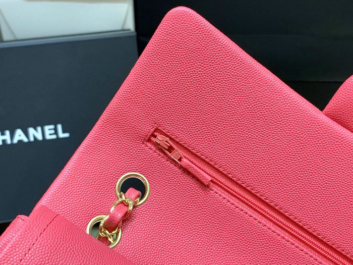 Classic Chanel Grained Calfskin Handbag Rose A01112