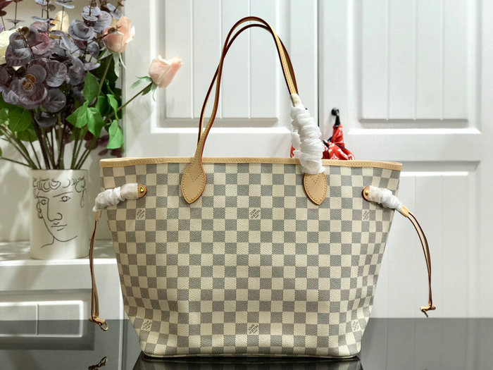 Louis Vuitton Damier Azur Canvas NEVERFULL MM Pink N41605