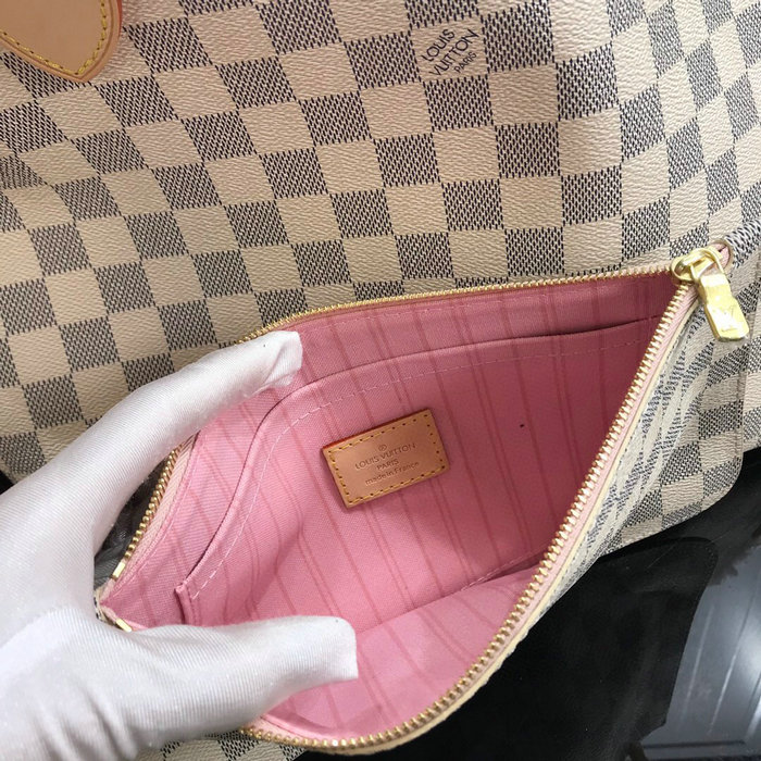 Louis Vuitton Damier Azur Canvas NEVERFULL MM Pink N41605