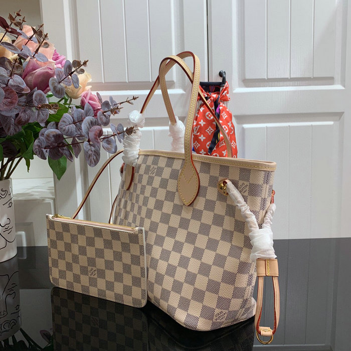 Louis Vuitton Damier Azur Canvas Neverfull PM Pink N41362