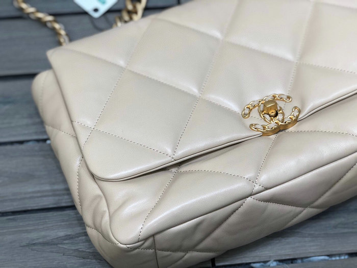 Chanel 19 Lambskin Maxi Flap Bag Beige AS1162