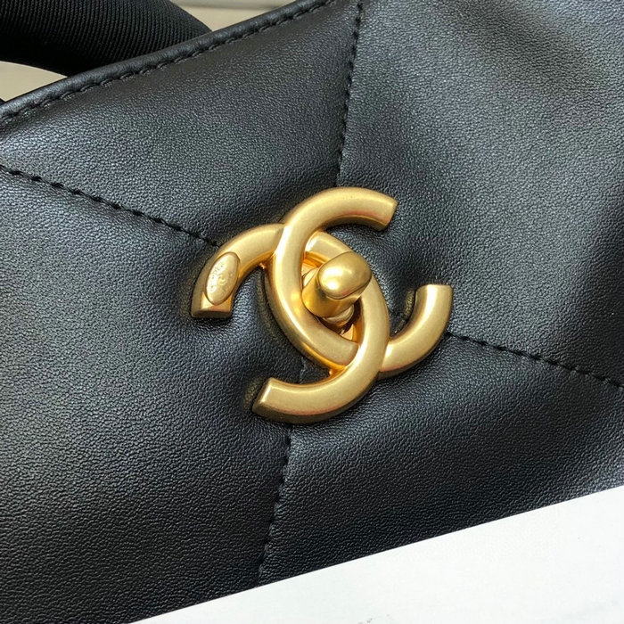 Chanel Calfskin Hobo Handbag Black AS2844