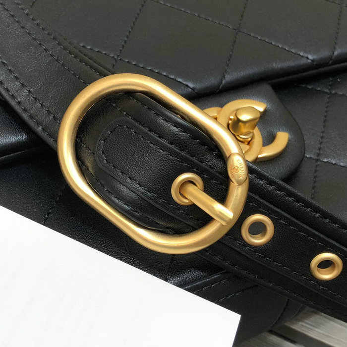 Chanel Calfskin Messenger Bag Black AS2842