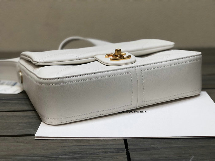 Chanel Calfskin Messenger Bag White AS2842