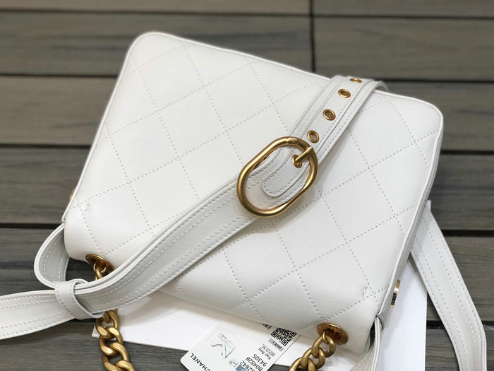 Chanel Calfskin Messenger Bag White AS2842