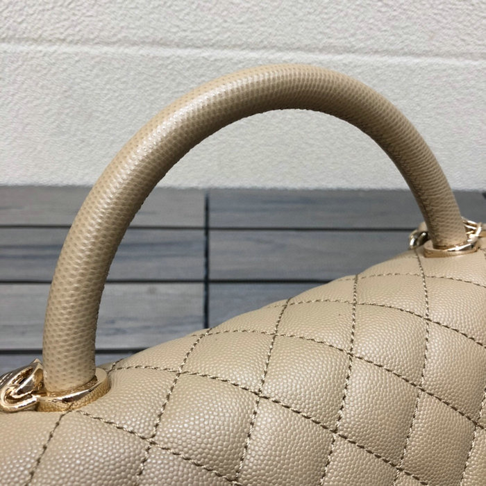 Chanel Flap Bag with Top Handle Beige A92991