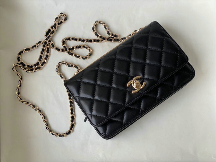 Chanel Lambskin WOC Chain Wallet Black A88633