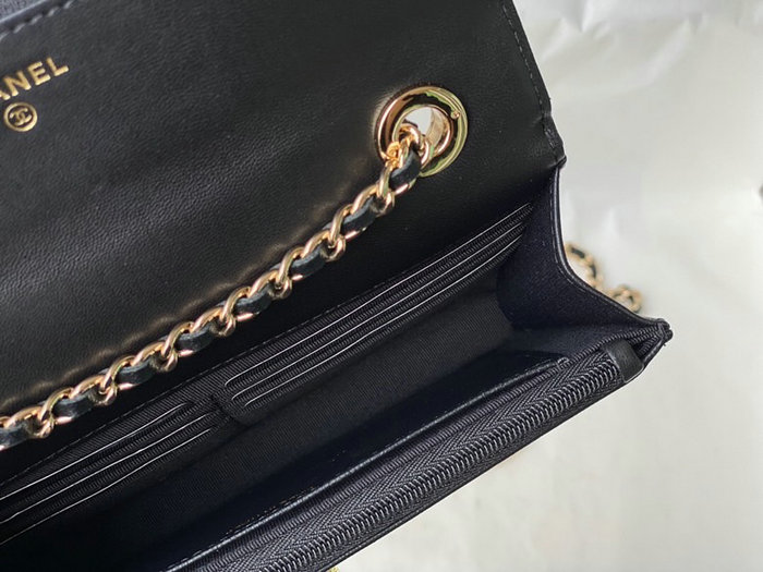 Chanel Lambskin WOC Chain Wallet Black A88633