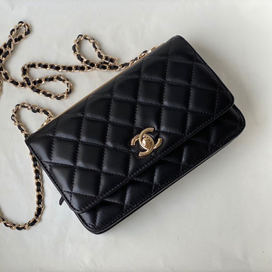 Chanel Lambskin WOC Chain Wallet Black A88633