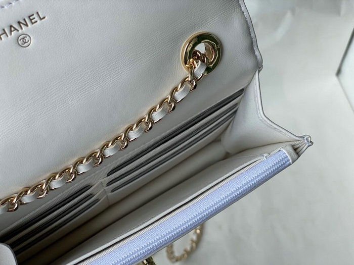 Chanel Lambskin WOC Chain Wallet White A88633