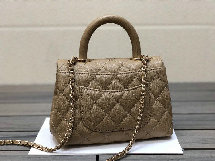 Chanel Mini Flap Bag with Top Handle Beige AS2215