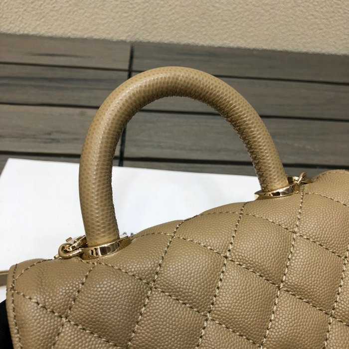 Chanel Mini Flap Bag with Top Handle Beige AS2215