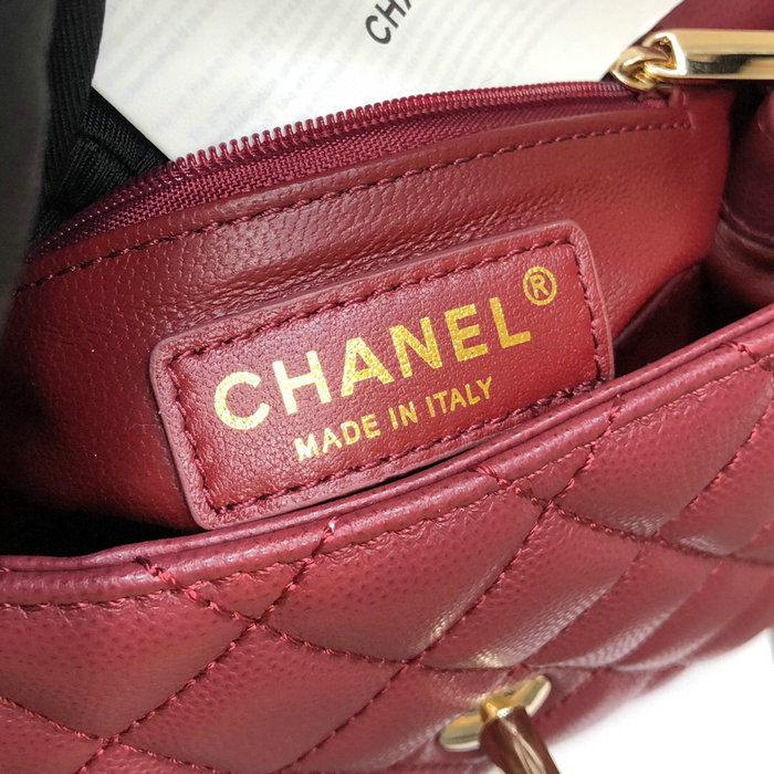 Chanel Mini Flap Bag with Top Handle Burgundy AS2215