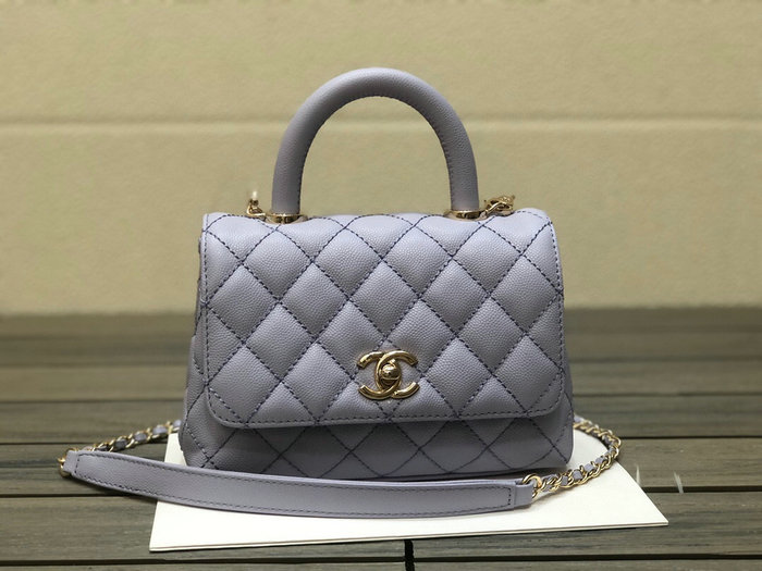 Chanel Mini Flap Bag with Top Handle Purple AS2215