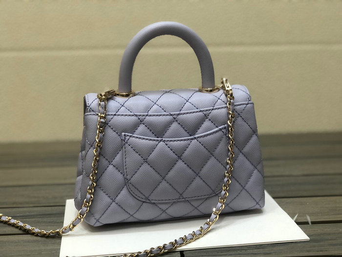 Chanel Mini Flap Bag with Top Handle Purple AS2215