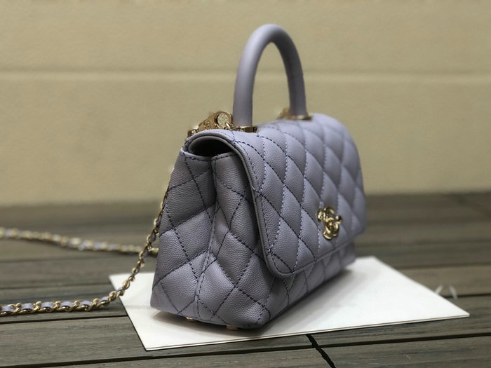 Chanel Mini Flap Bag with Top Handle Purple AS2215