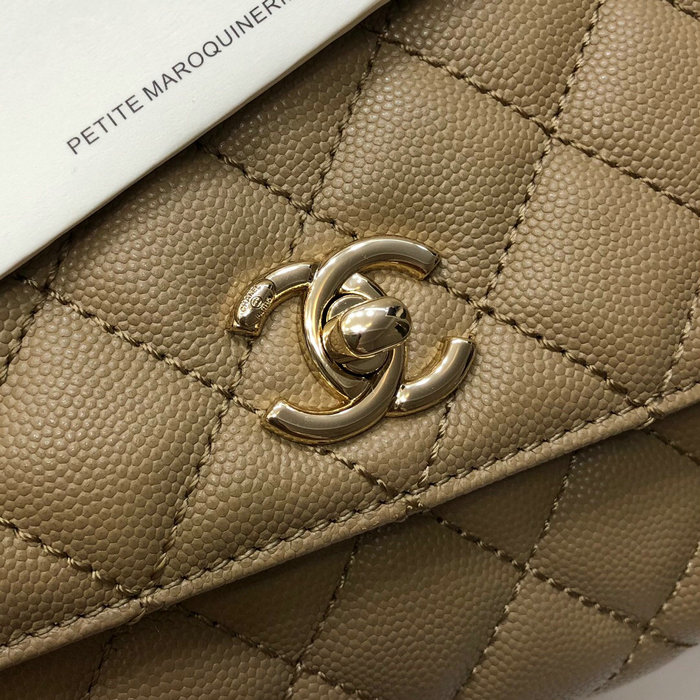 Chanel Small Flap Bag with Top Handle Beige A92990