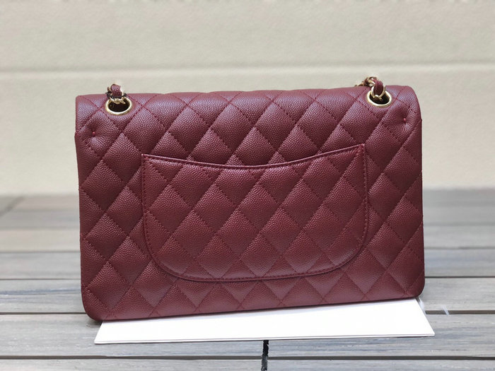 Classic Chanel Grained Calfskin Medium Flap Bag Burgundy CF1112