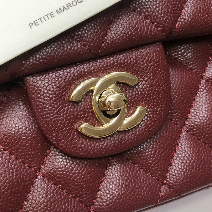 Classic Chanel Grained Calfskin Medium Flap Bag Burgundy CF1112