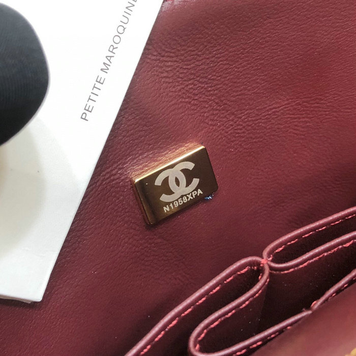 Classic Chanel Grained Calfskin Medium Flap Bag Burgundy CF1112