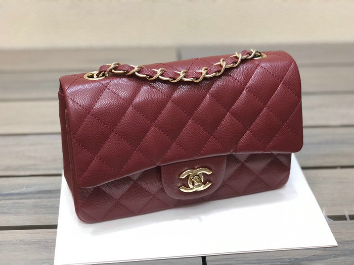 Classic Chanel Grained Calfskin Small Flap Bag Burgundy CF1116