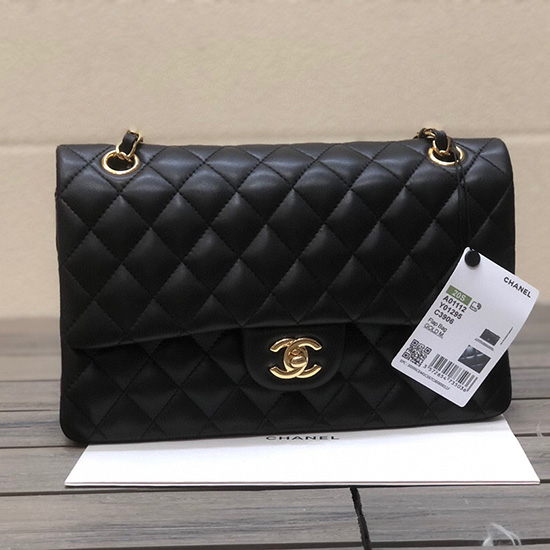 Classic Chanel Lambskin Medium Flap Bag Black CF1112