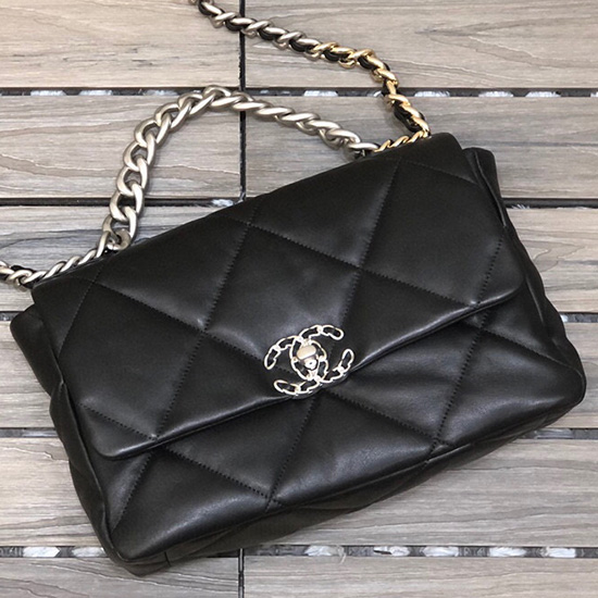 Chanel 19 Lambskin Large Flap Bag Black AS1161